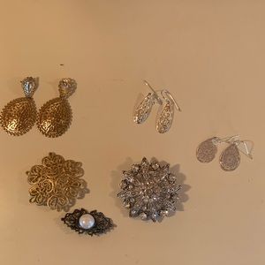 3 brooches, 3 pairs of earrings!